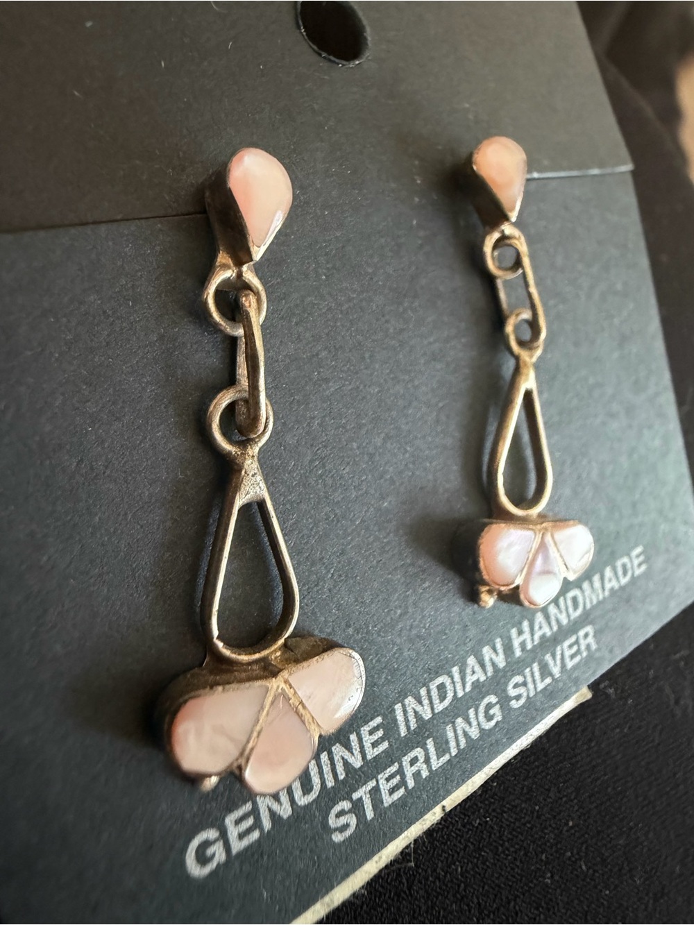 Sterling Silver Pink Mother-of-Pearl Drop Earrings - Picture 2 of 2